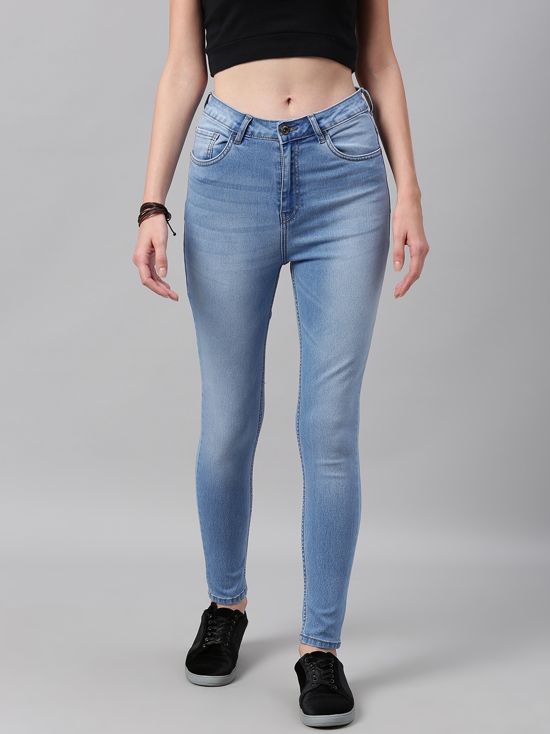 

The Roadster Lifestyle Co Women Blue Super Skinny Fit High-Rise Clean Look Jeans