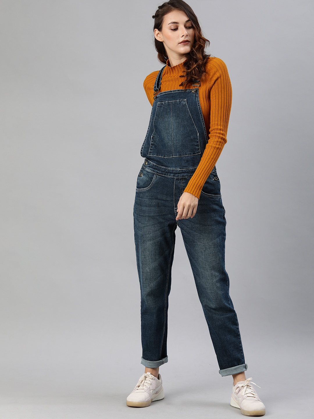

Roadster Women Blue Faded Boyfriend Fit Denim Dungaree