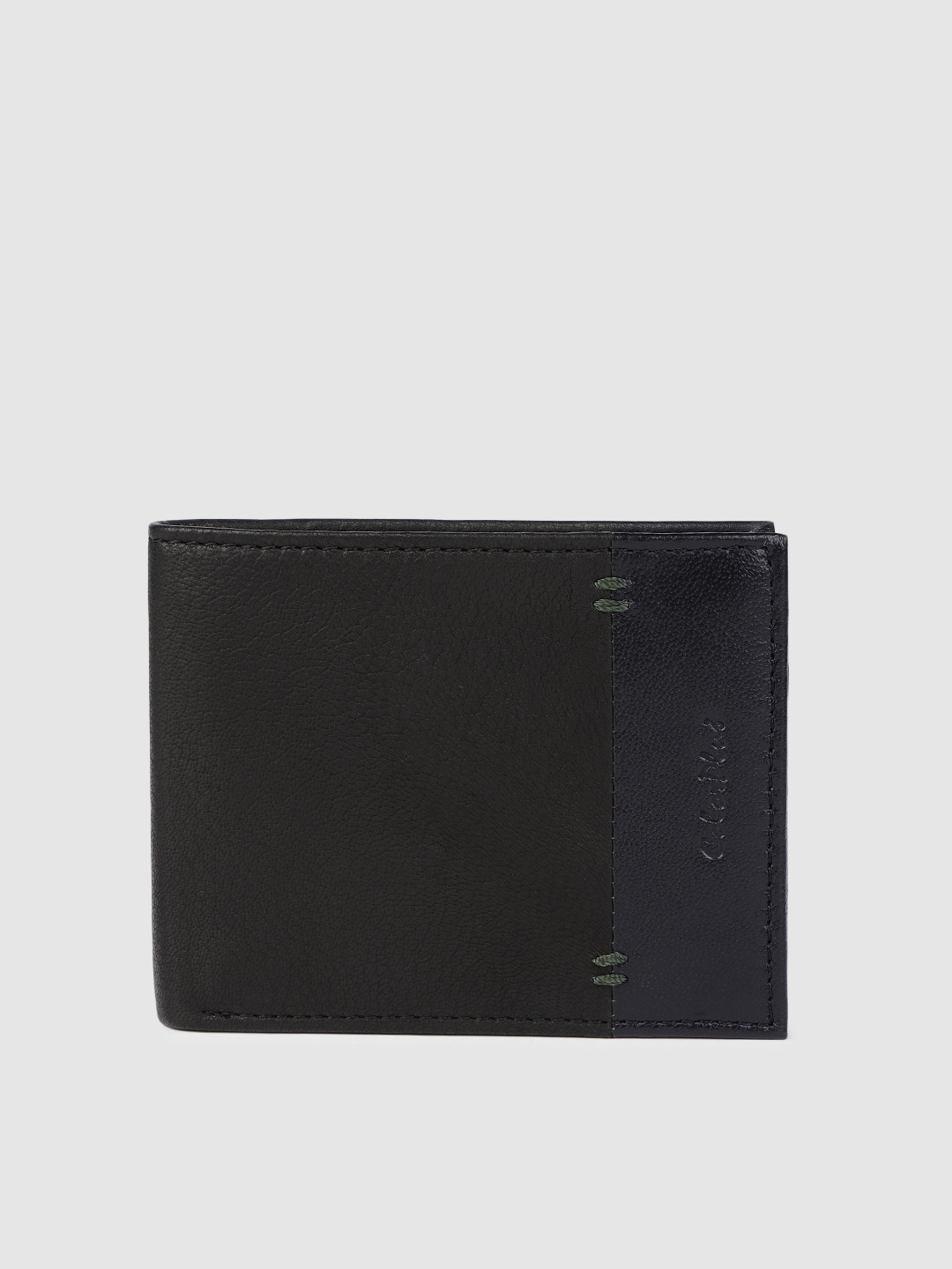 

ColorPlus Men Black Solid Two Fold Leather Wallet