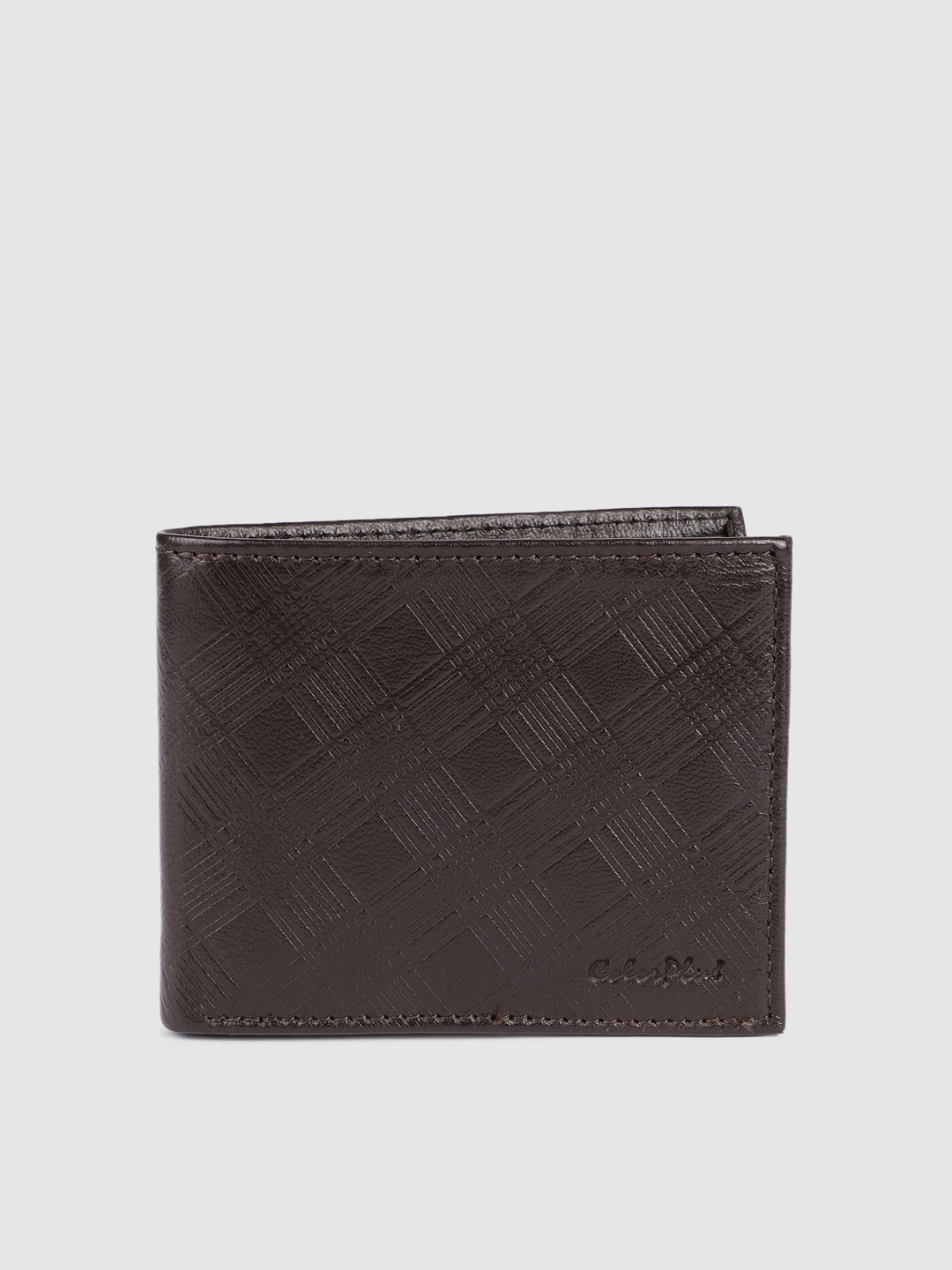 

ColorPlus Men Brown Textured Two Fold Leather Wallet