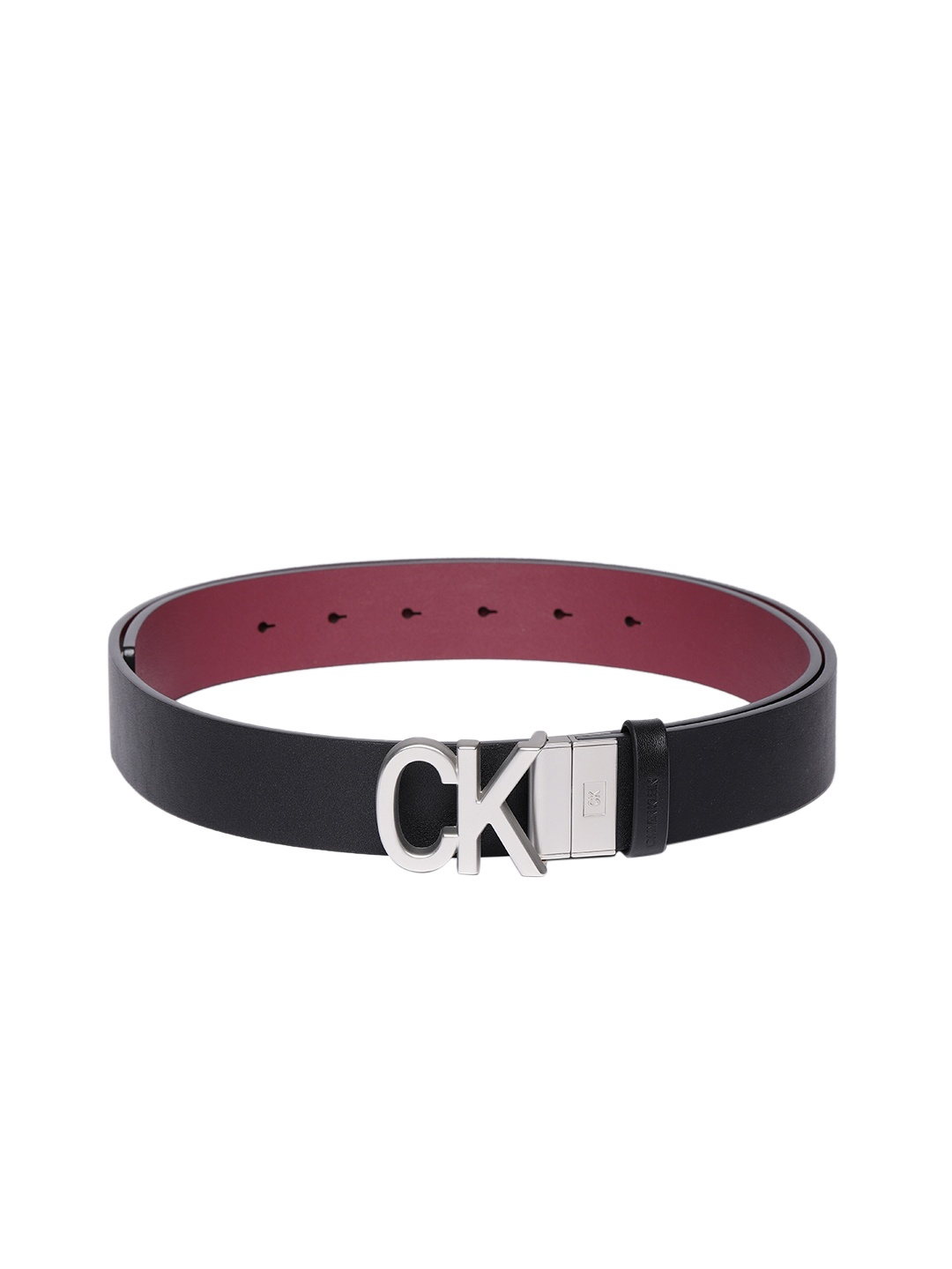 

Calvin Klein Men Black & Maroon Reversible Leather Belt