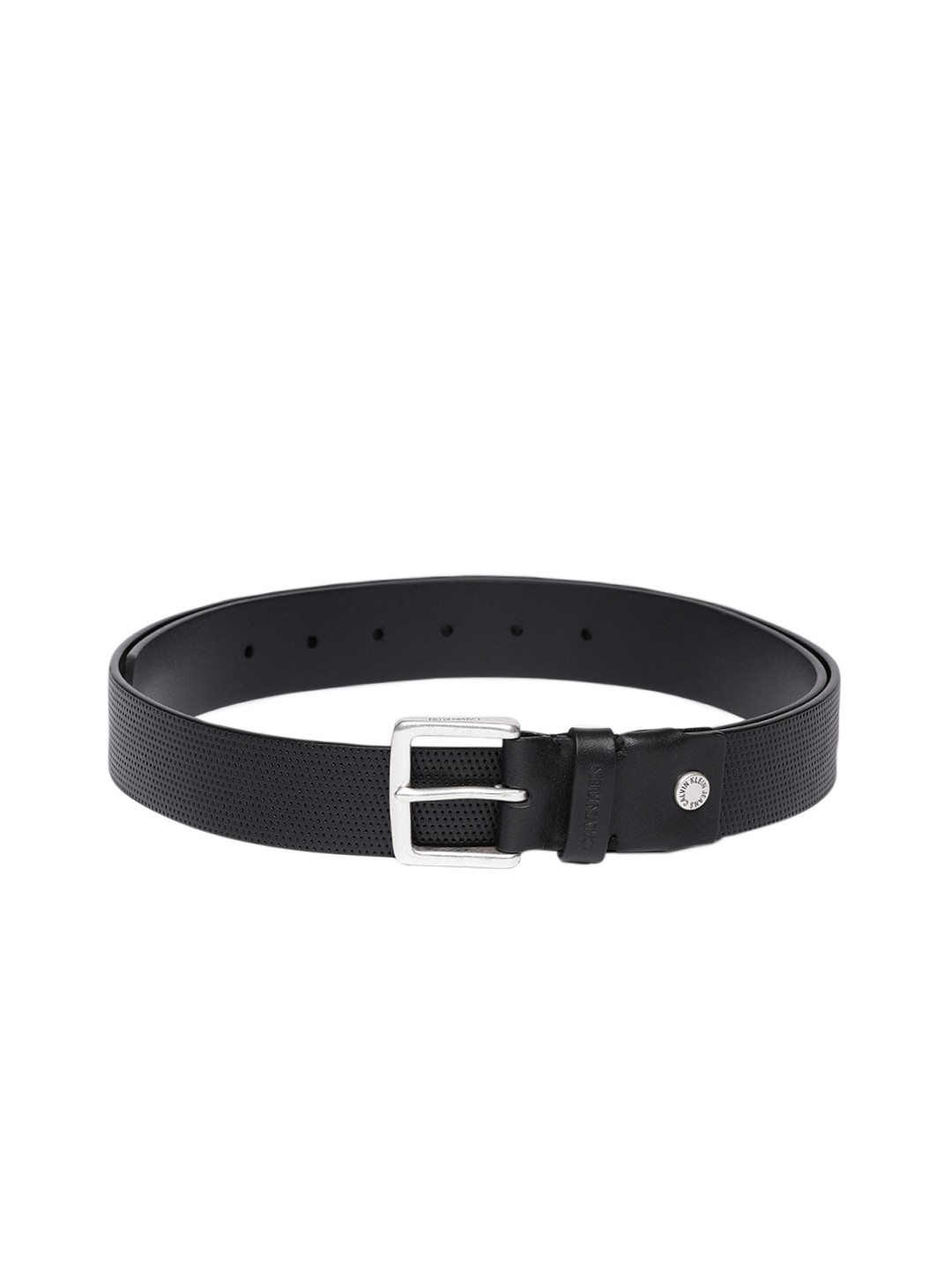 

Calvin Klein Men Black Textured Leather Belt
