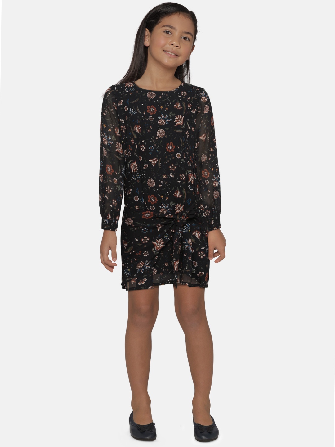 

Pepe Jeans Girls Black Printed A-Line Dress