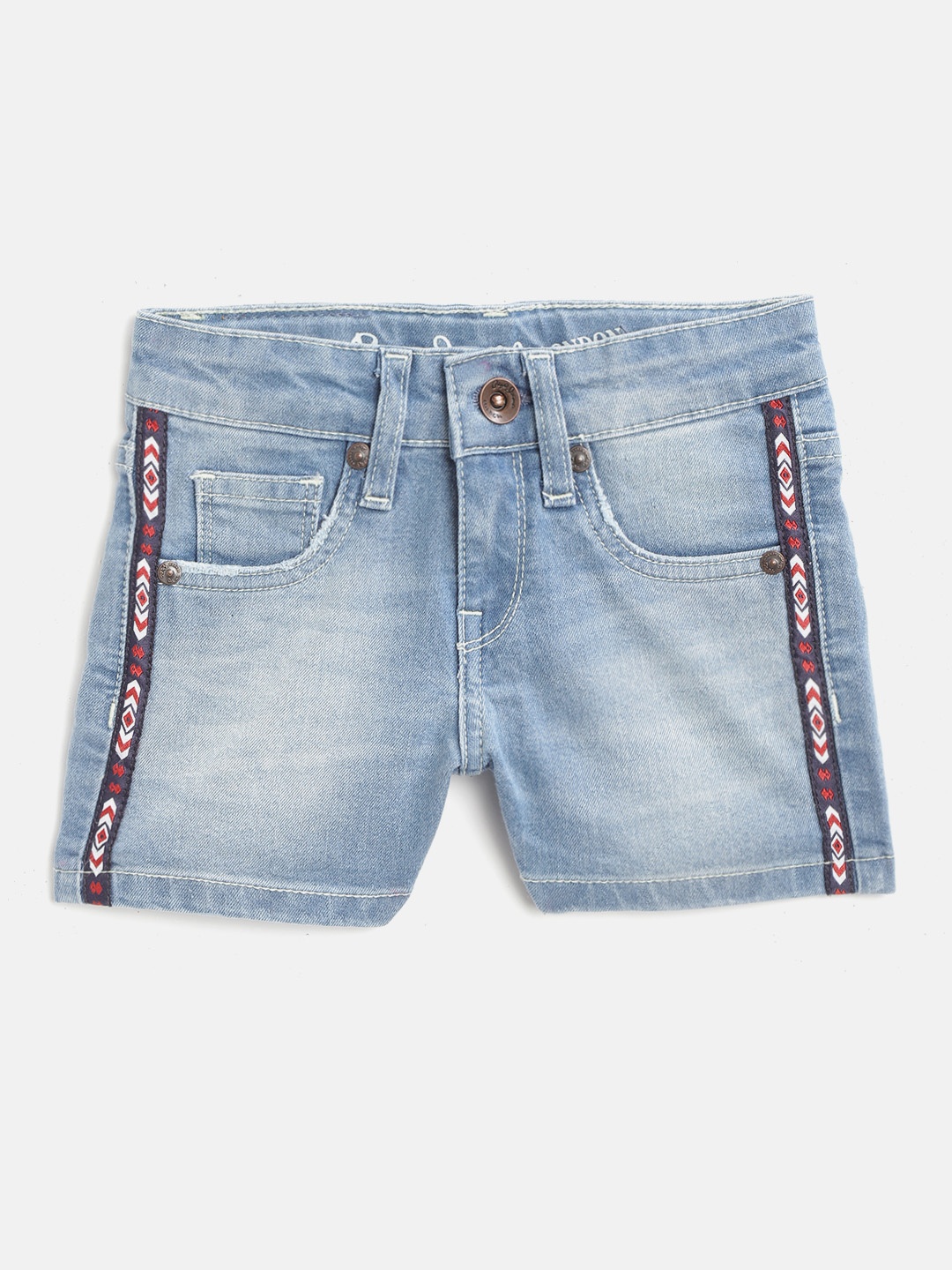 

Pepe Jeans Girls Blue Washed Regular Fit Denim Shorts
