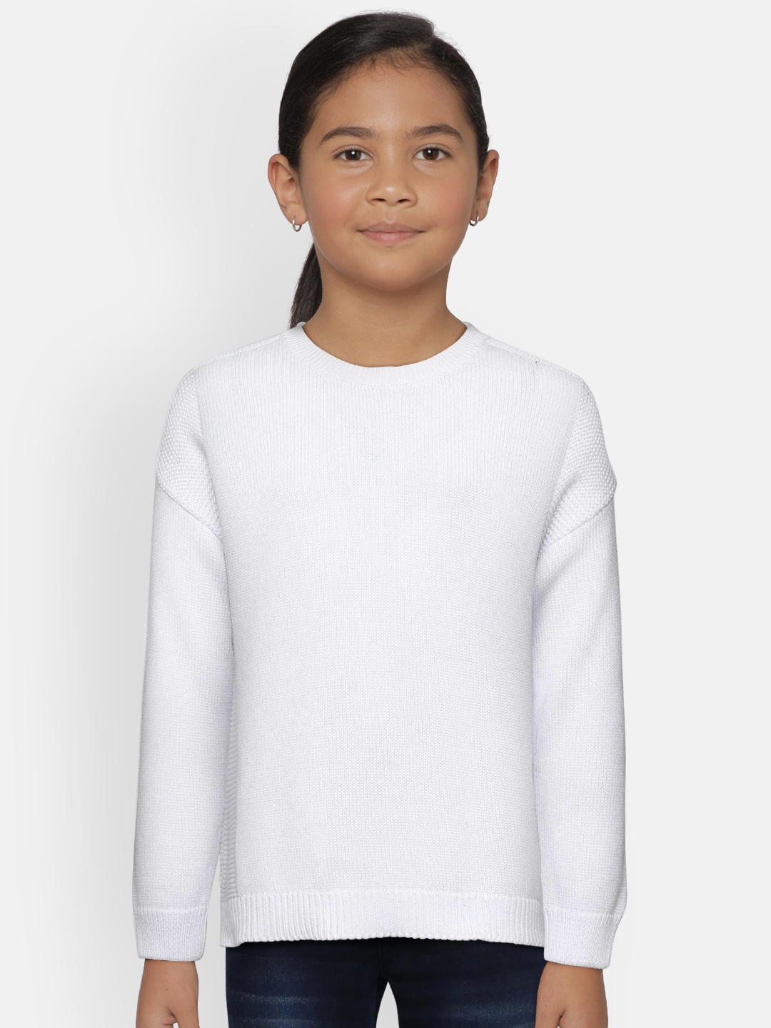 

Pepe Jeans Girls White Solid Pullover Sweater