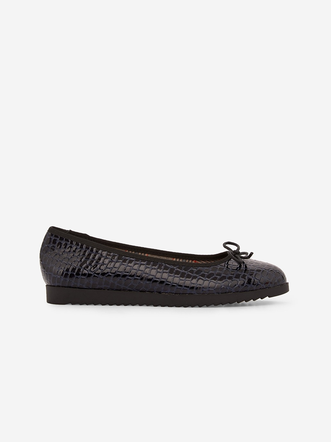 

DOROTHY PERKINS Women Navy Blue Wide Fit Snakeskin Textured Ballerinas