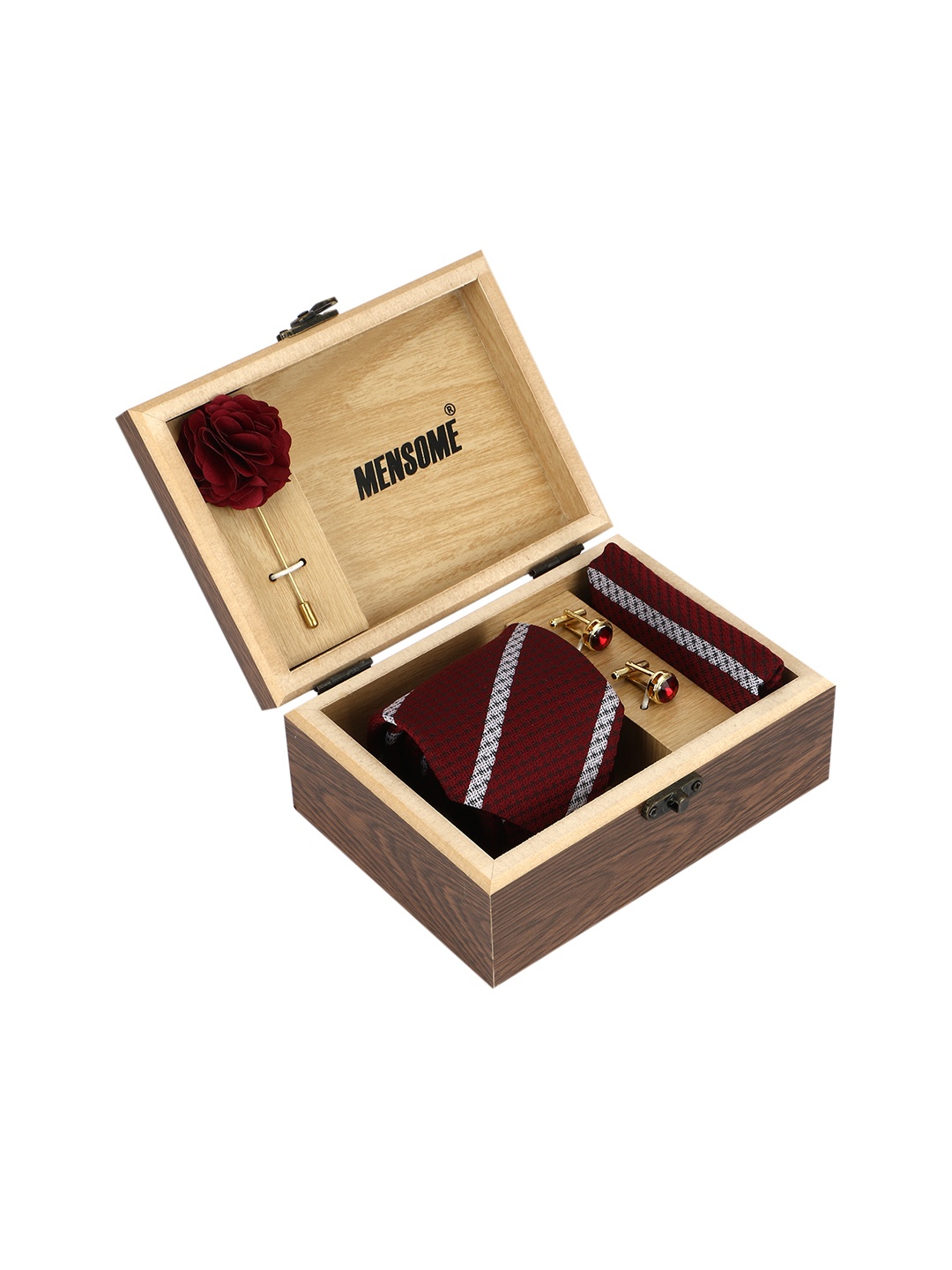 

MENSOME Men Maroon & White Accessory Gift Set