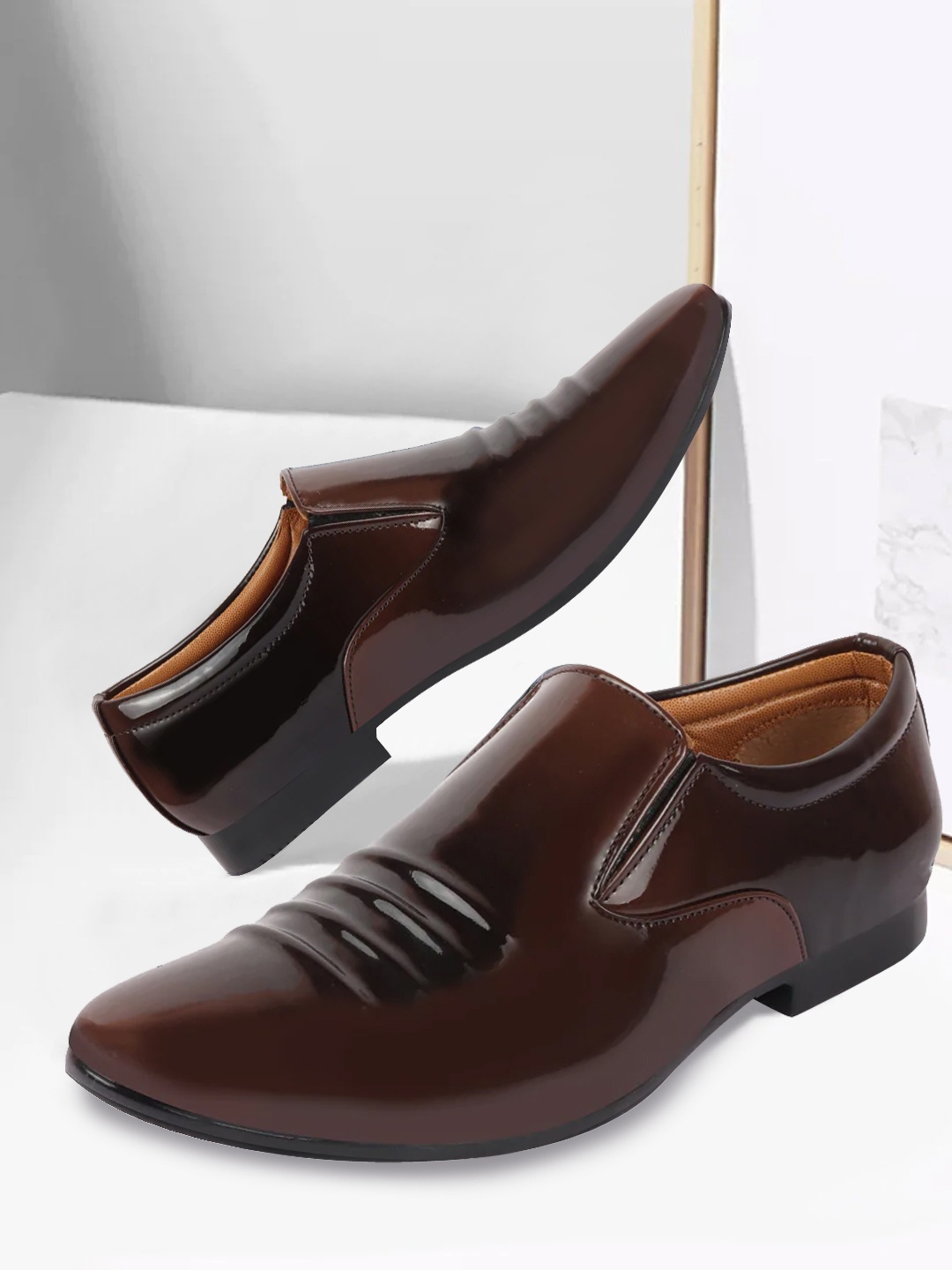 

FAUSTO Fausto Men Brown Formal Slip-On Shoes, Black