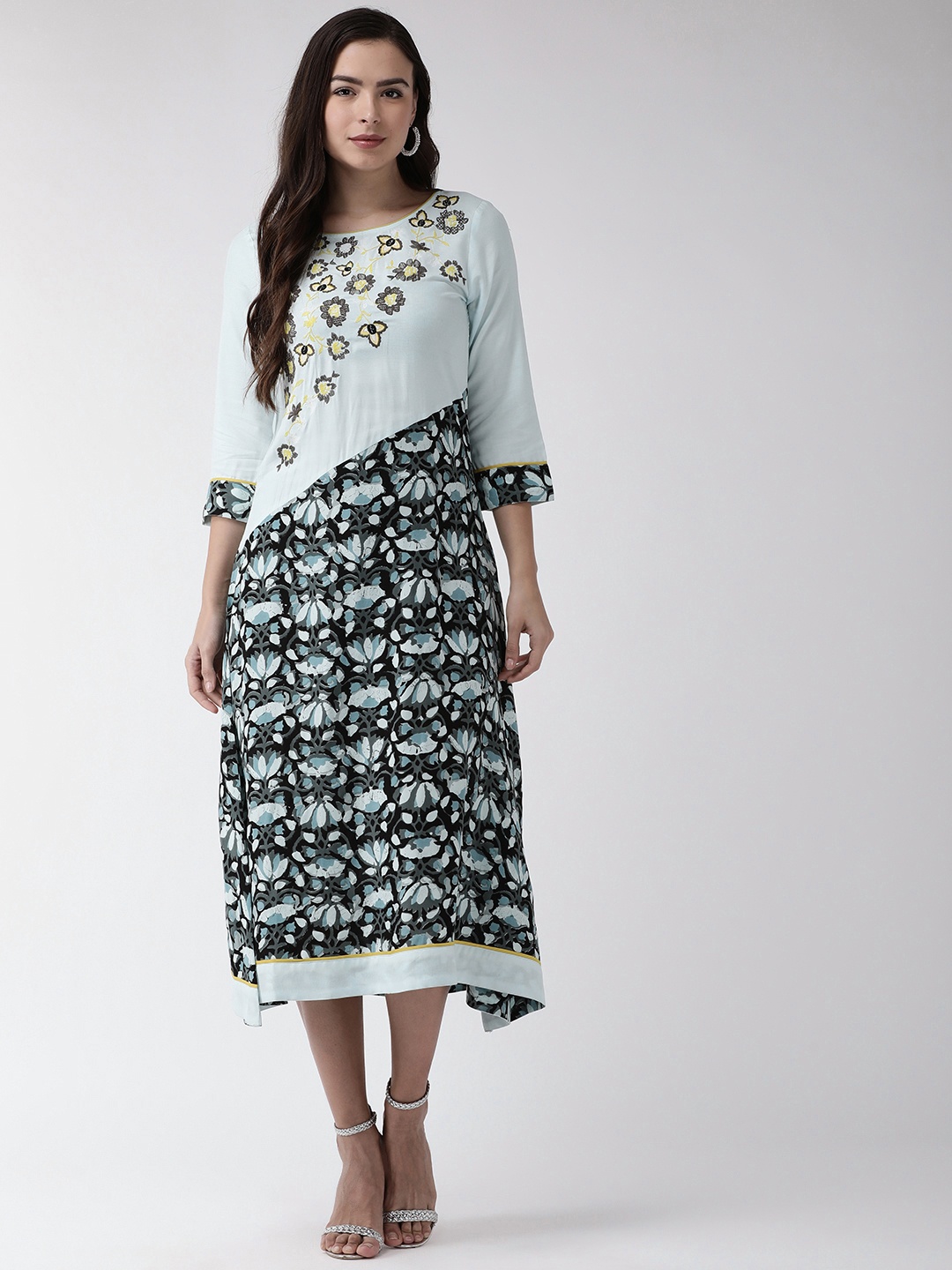 

RANGMAYEE Women Blue & Black Printed Maxi Dress