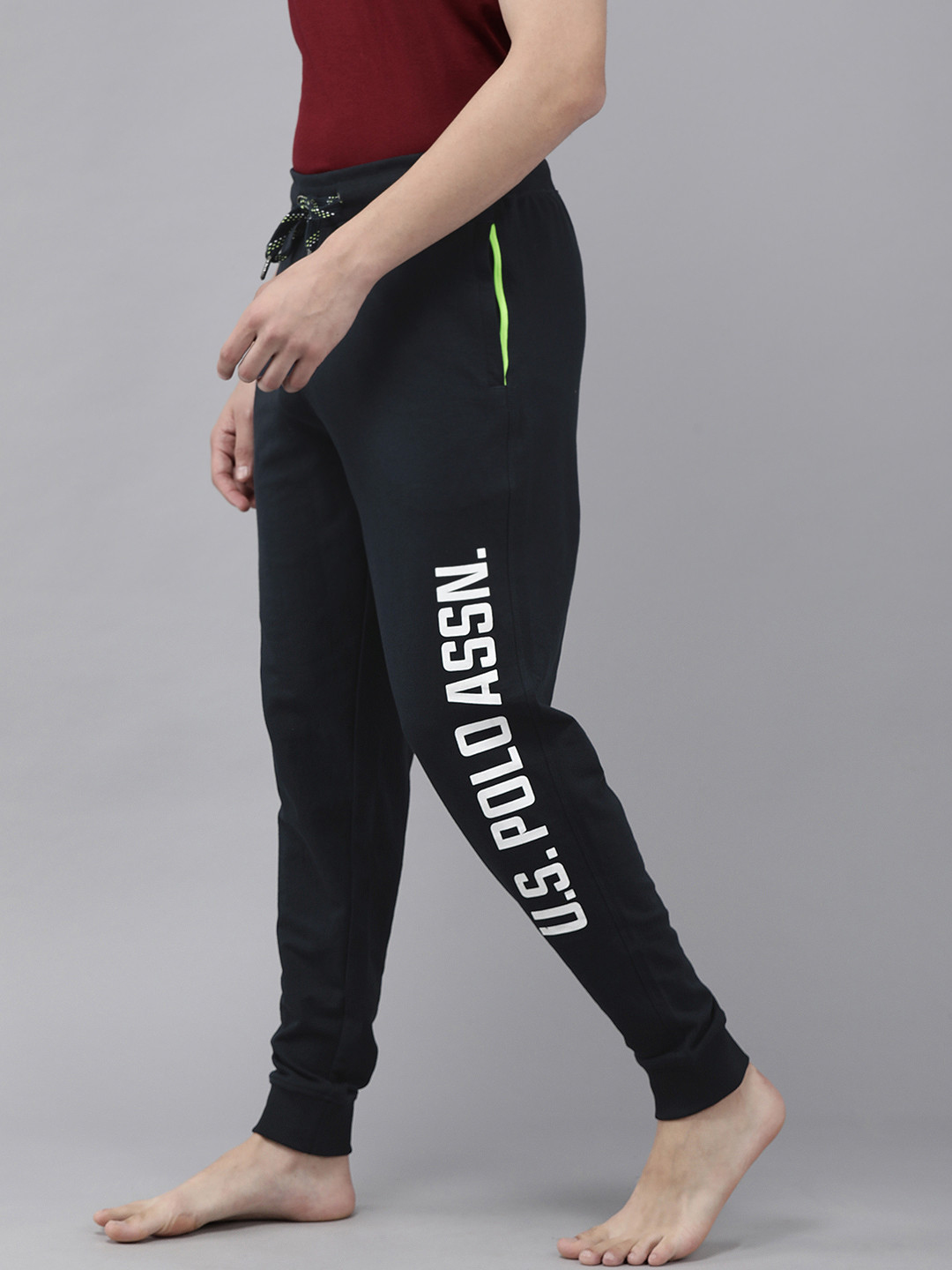 

U.S. Polo Assn. Men Navy Blue Brand Logo Printed Lounge Joggers