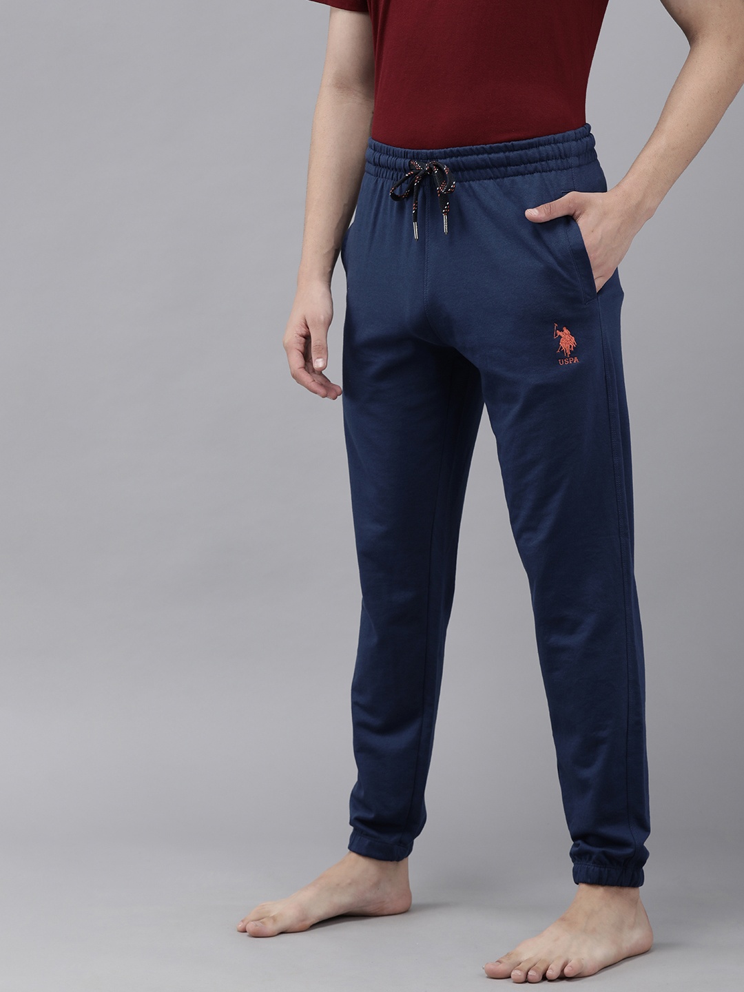 

U.S. Polo Assn. Men Blue Solid Lounge Joggers