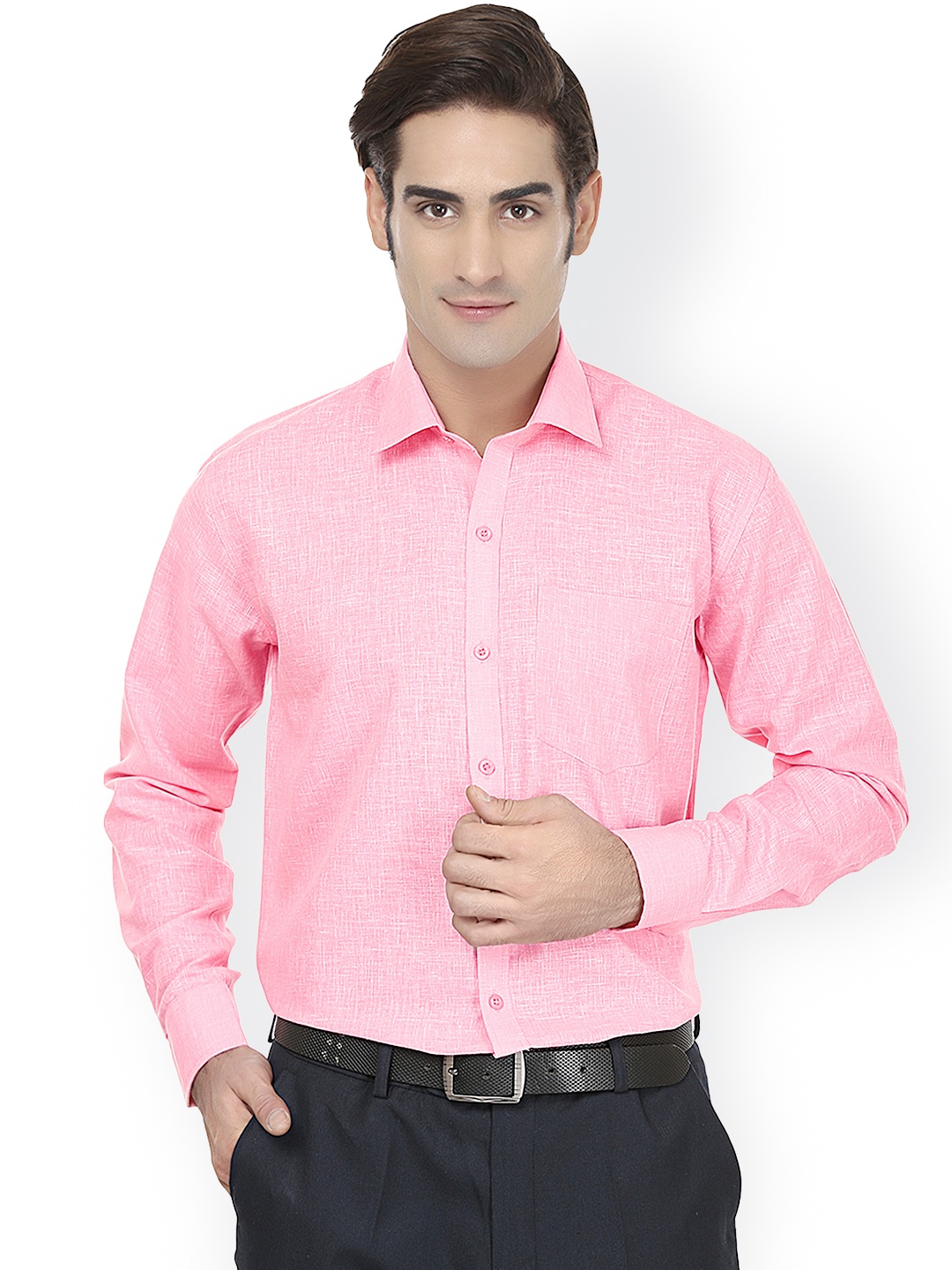

Jainish Men Pink Comfort Fit Formal Shirt