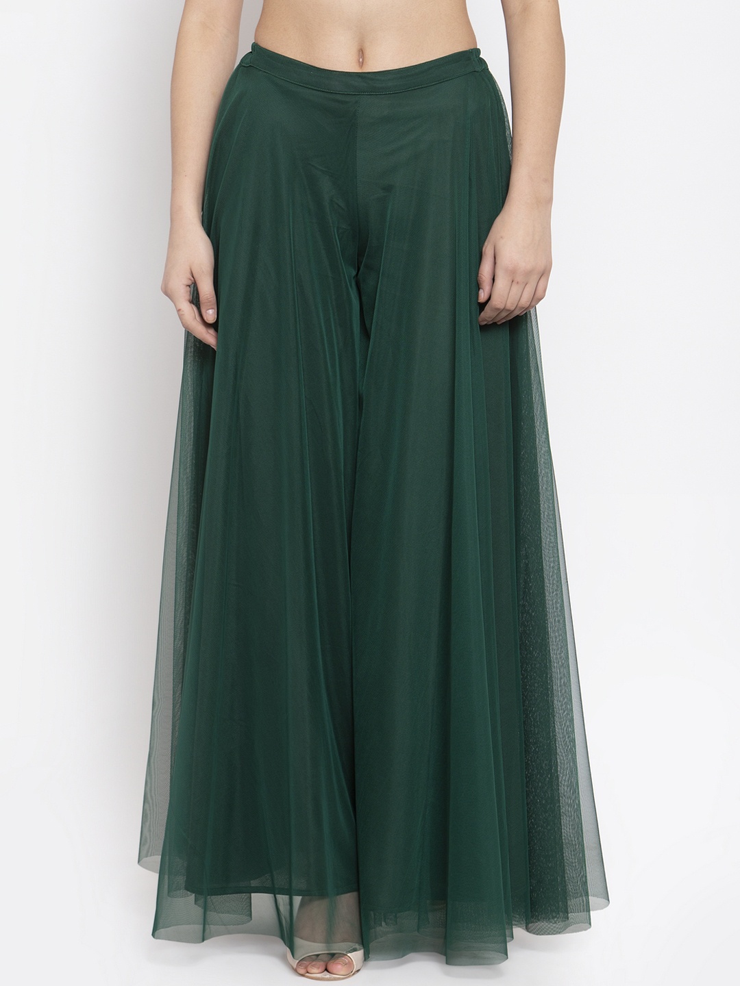 

Just Wow Women Green Solid Flared Palazzos