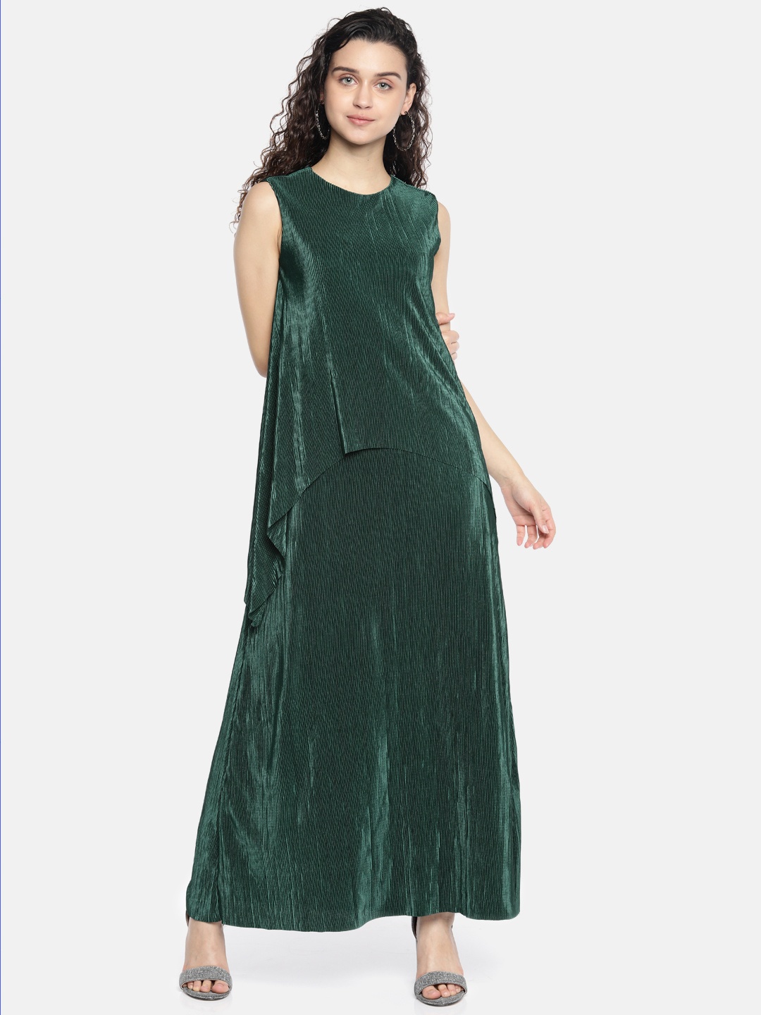 

AND Women Green Solid Maxi Dress