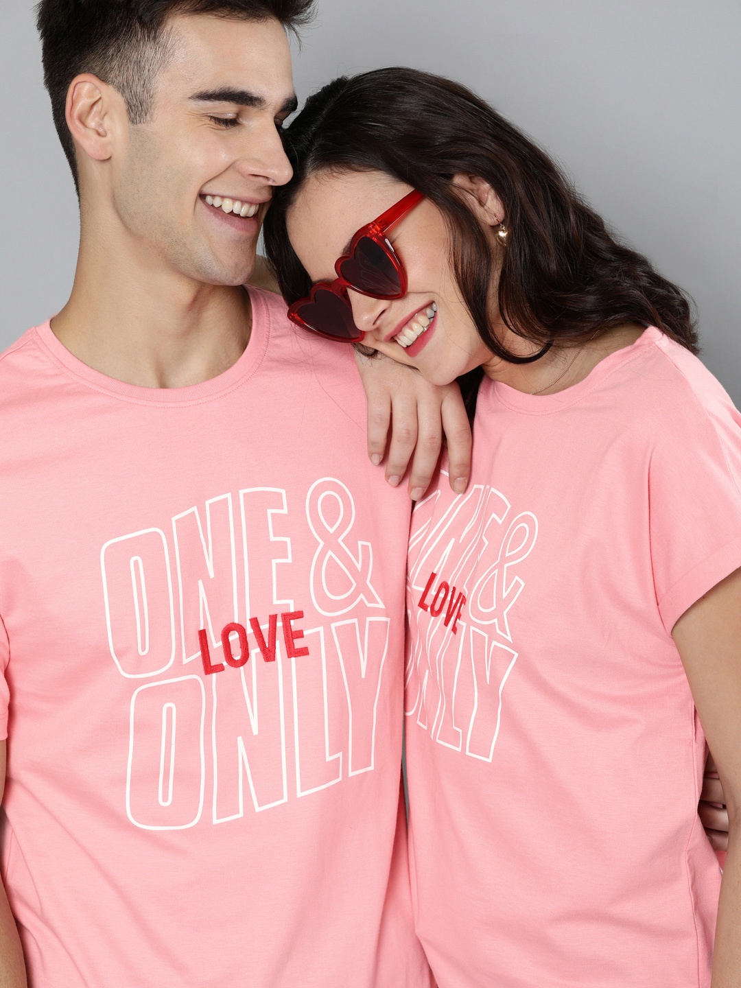 

Mast Harbour Women Twin Collection Pink Printed Round Neck Pure Cotton T-shirt