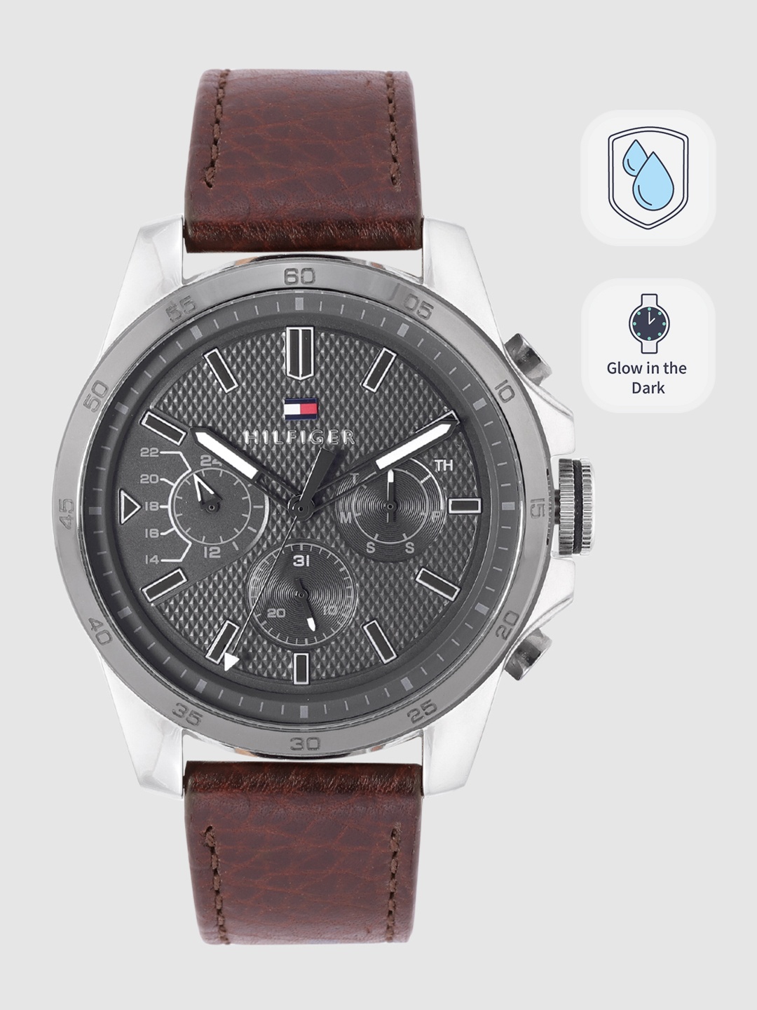 

Tommy Hilfiger Men Charcoal Grey Analogue Watch TH1791562W, Silver
