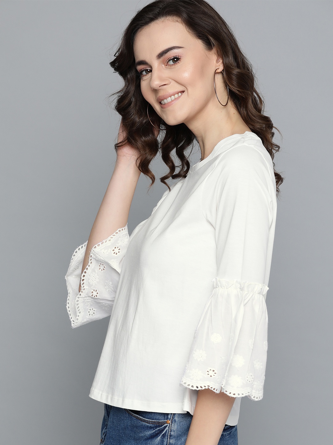 

Mast & Harbour Women White Solid Pure Cotton Top