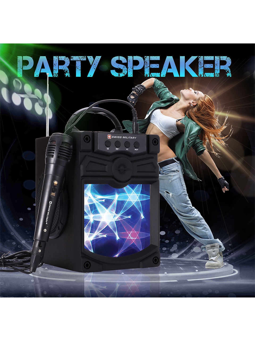

SWISS MILITARY Black Multi functional Bluetooth Party Speaker BL16