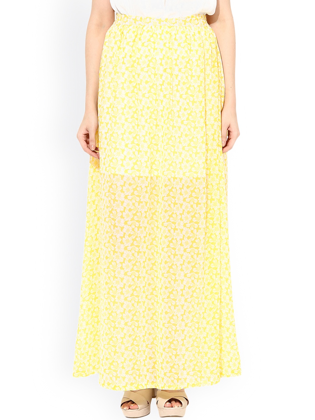 

Miss Chase Yellow Printed Maxi Skirt