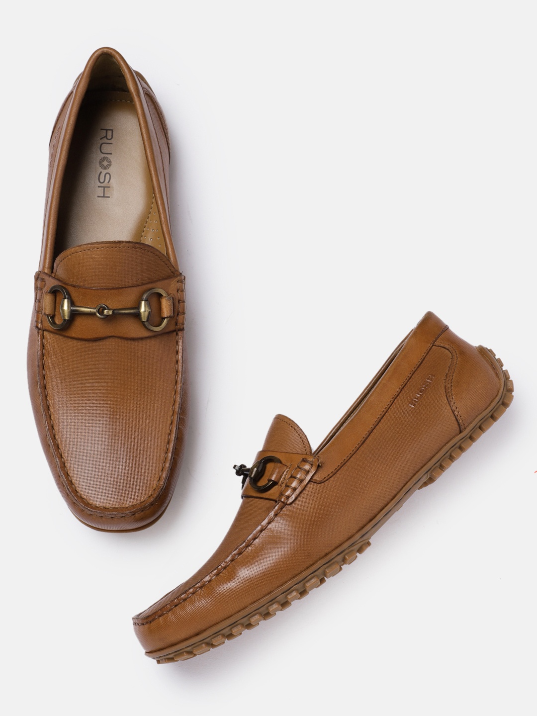

Ruosh Men Brown Solid Leather Loafers