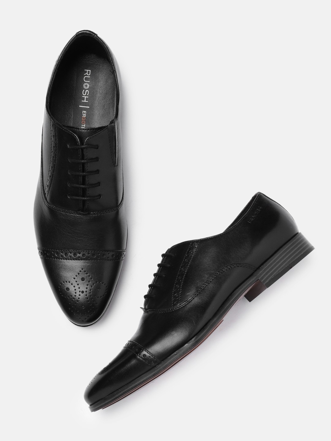 

Ruosh Men Black Solid Brisbane Leather Oxfords