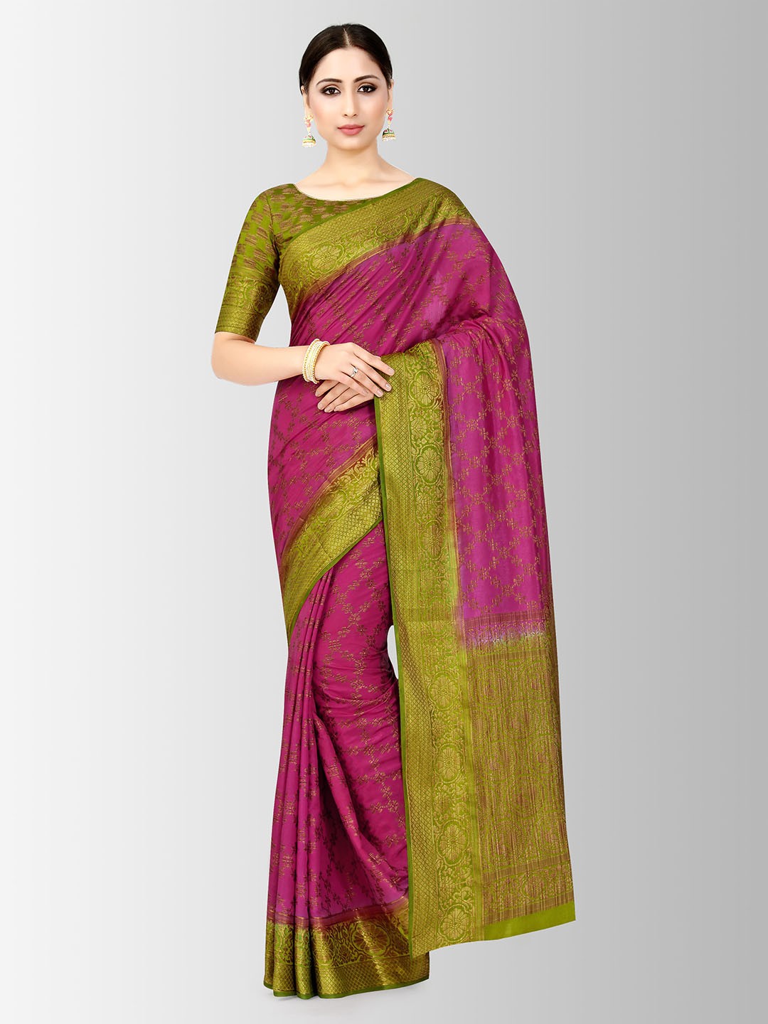 

MIMOSA Purple & Green Art Silk Woven Design Patola Saree