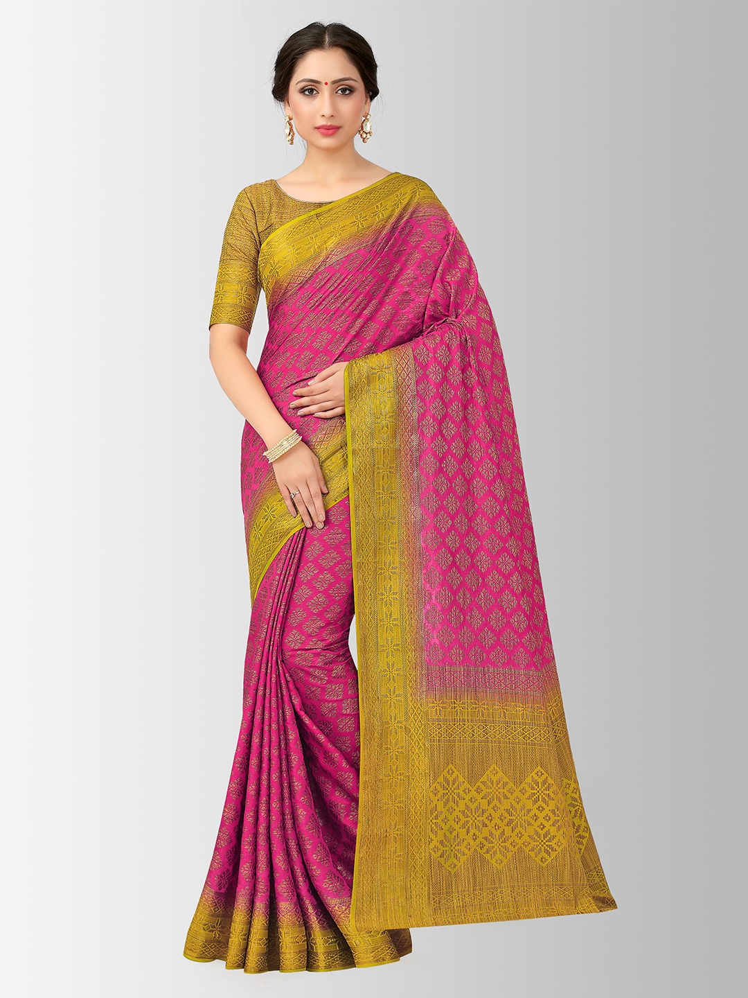 

MIMOSA Pink & Beige Art Silk Woven Design Patola Saree