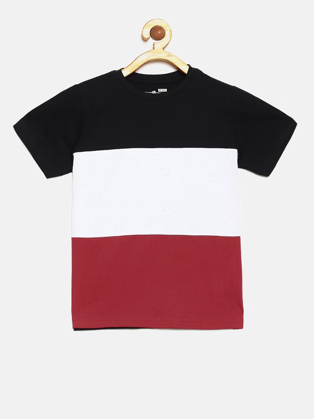 

DILLINGER Boys Black White Colourblocked Round Neck Pure Cotton T-shirt