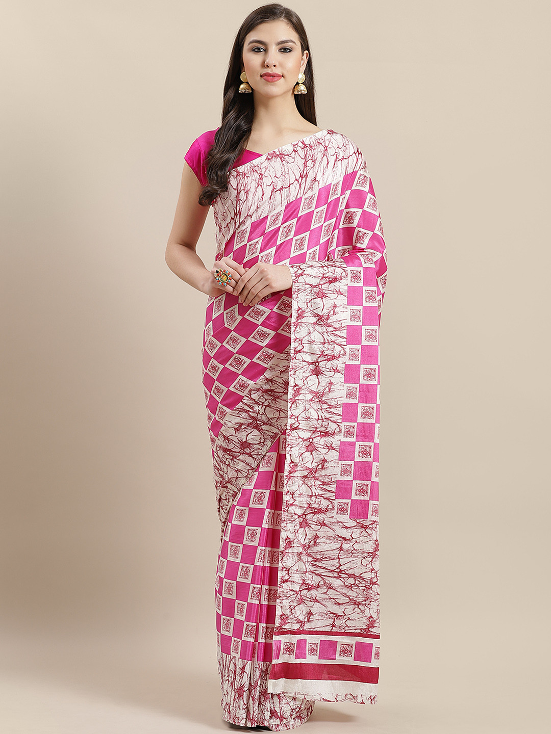 

Chhabra 555 Pink & Beige Printed Saree