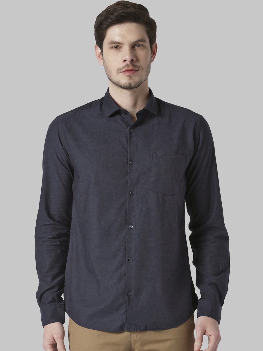 

Park Avenue Men Navy Blue Solid Slim Fit Casual Shirt