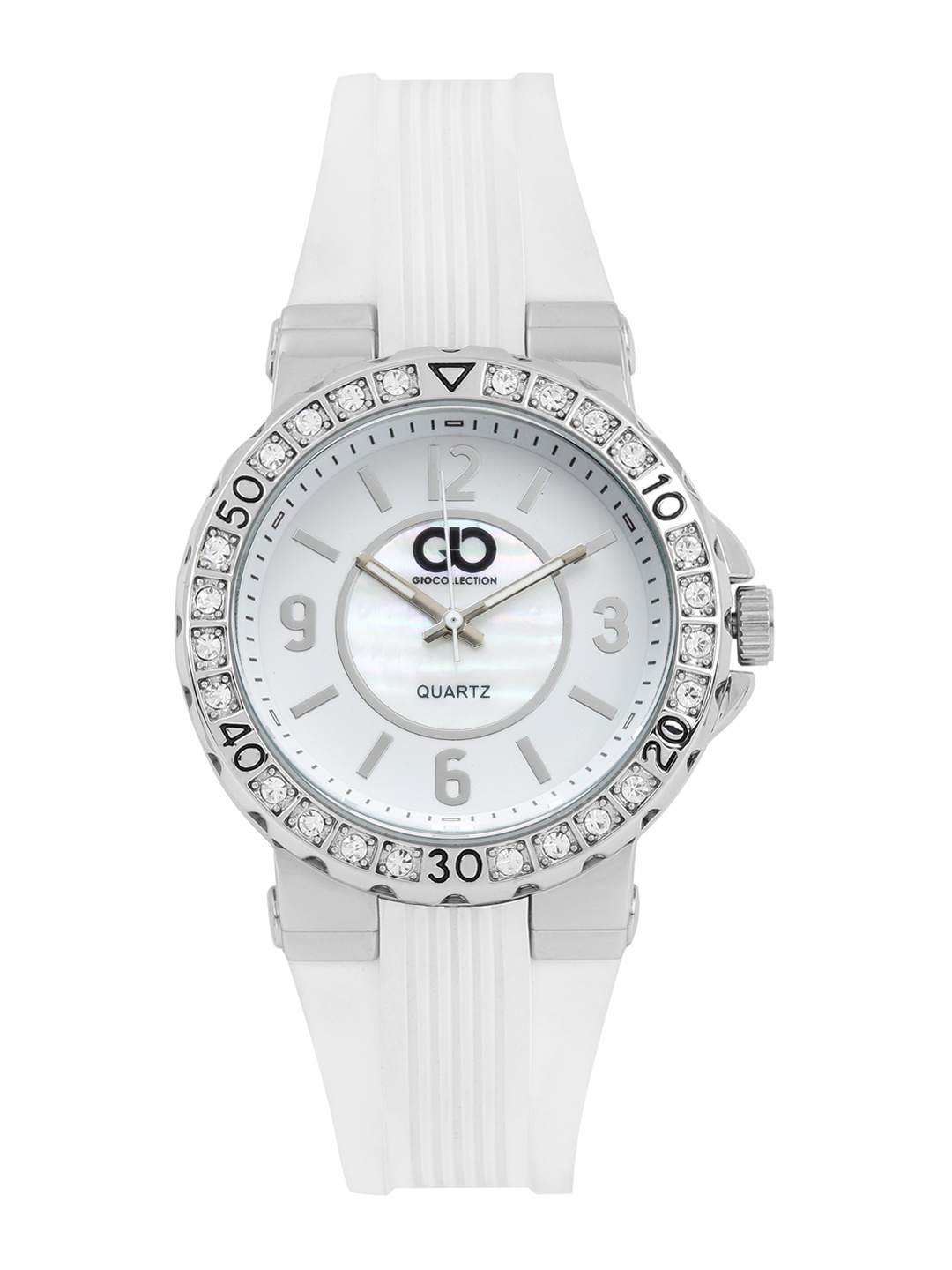 

GIO COLLECTION Women White Embellished Analogue Watch GLED-2031B