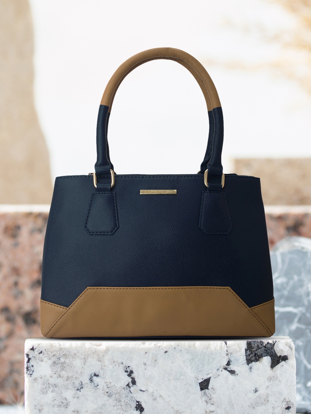 

Lapis O Lupo Blue & Brown Solid Handheld Bag