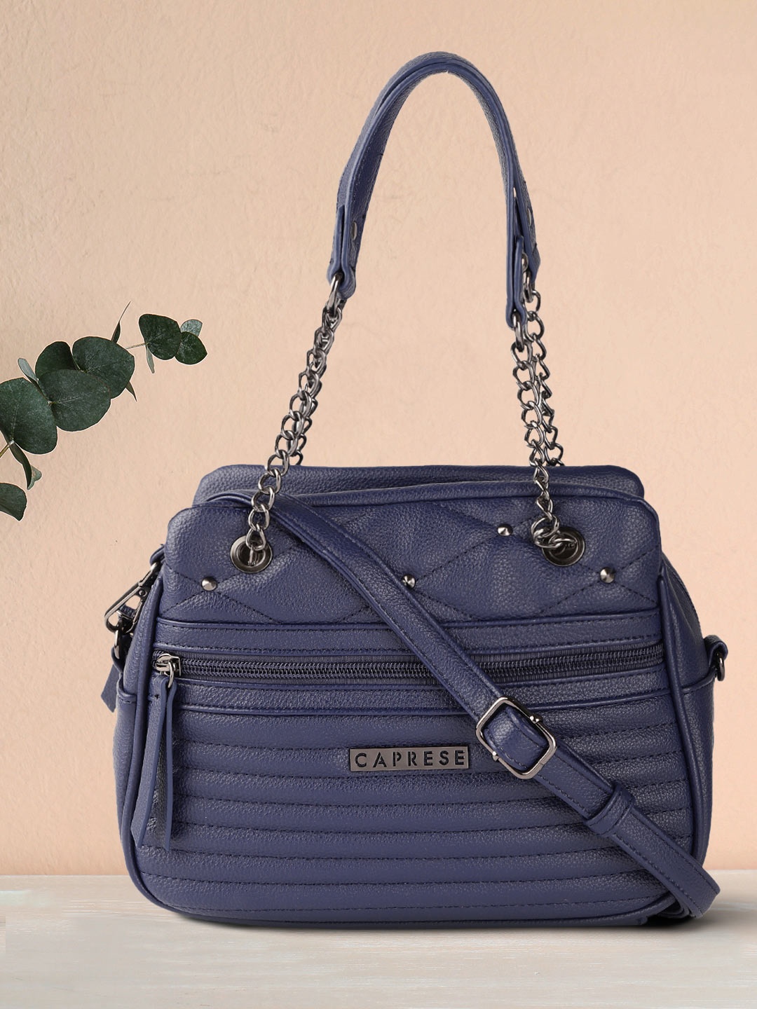 

Caprese Navy Blue Quilted Handheld Bag