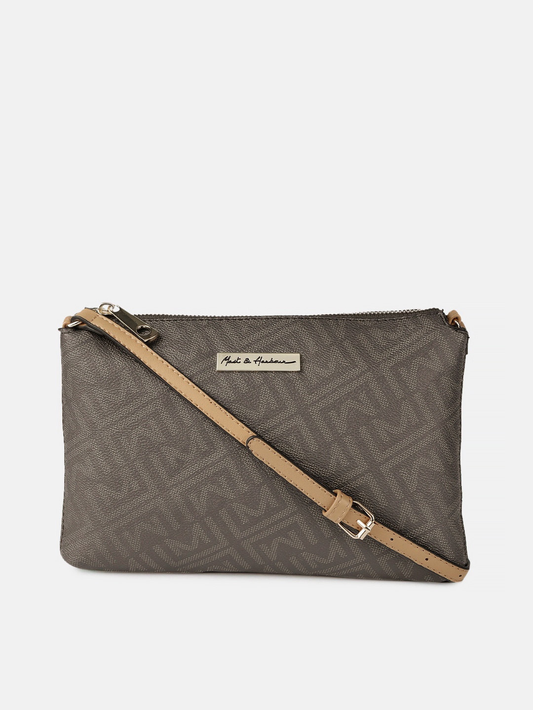 

Mast & Harbour Coffee Brown Printed Sling Bag