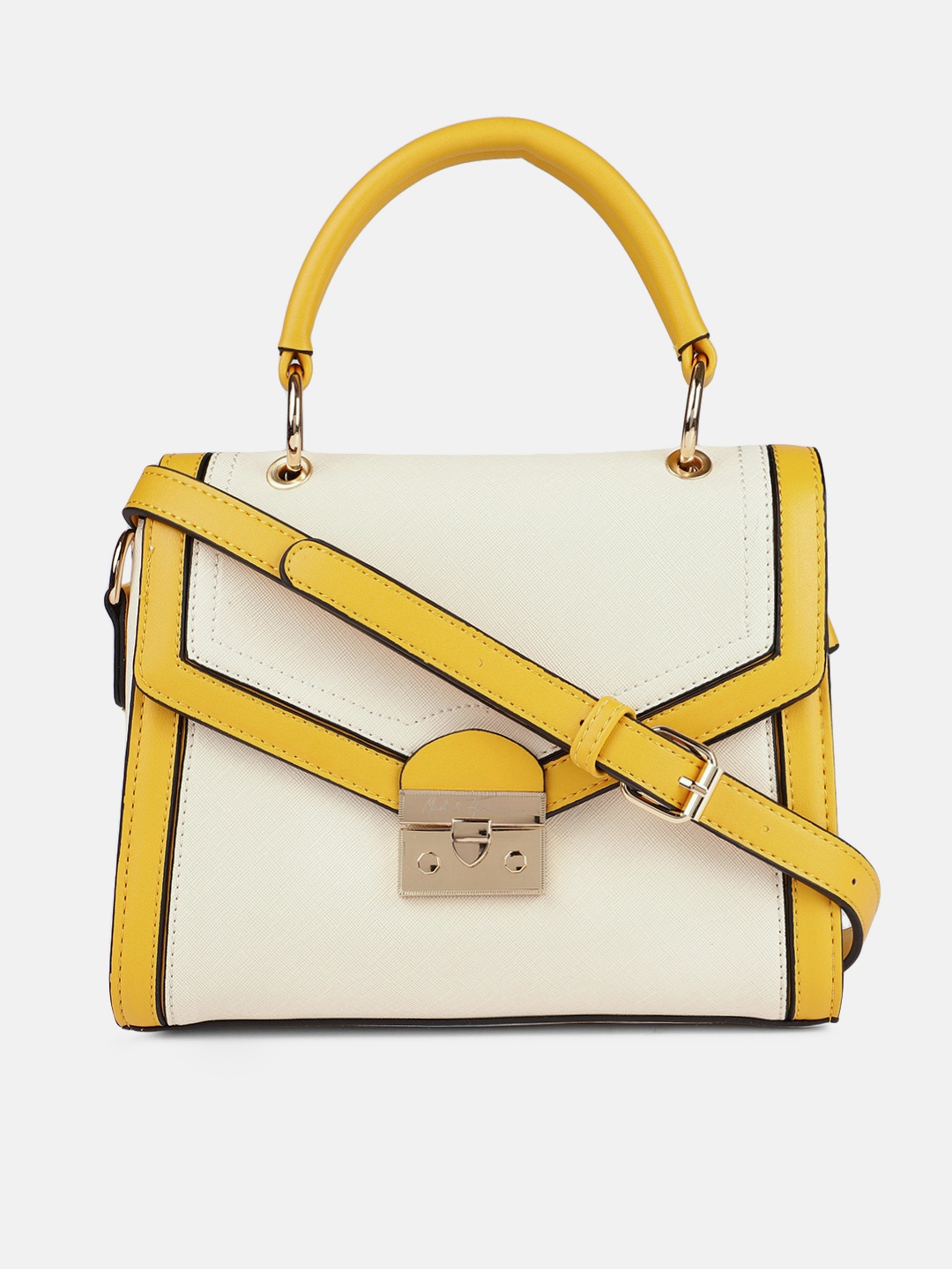 

Mast & Harbour Off-White & Yellow Satchel