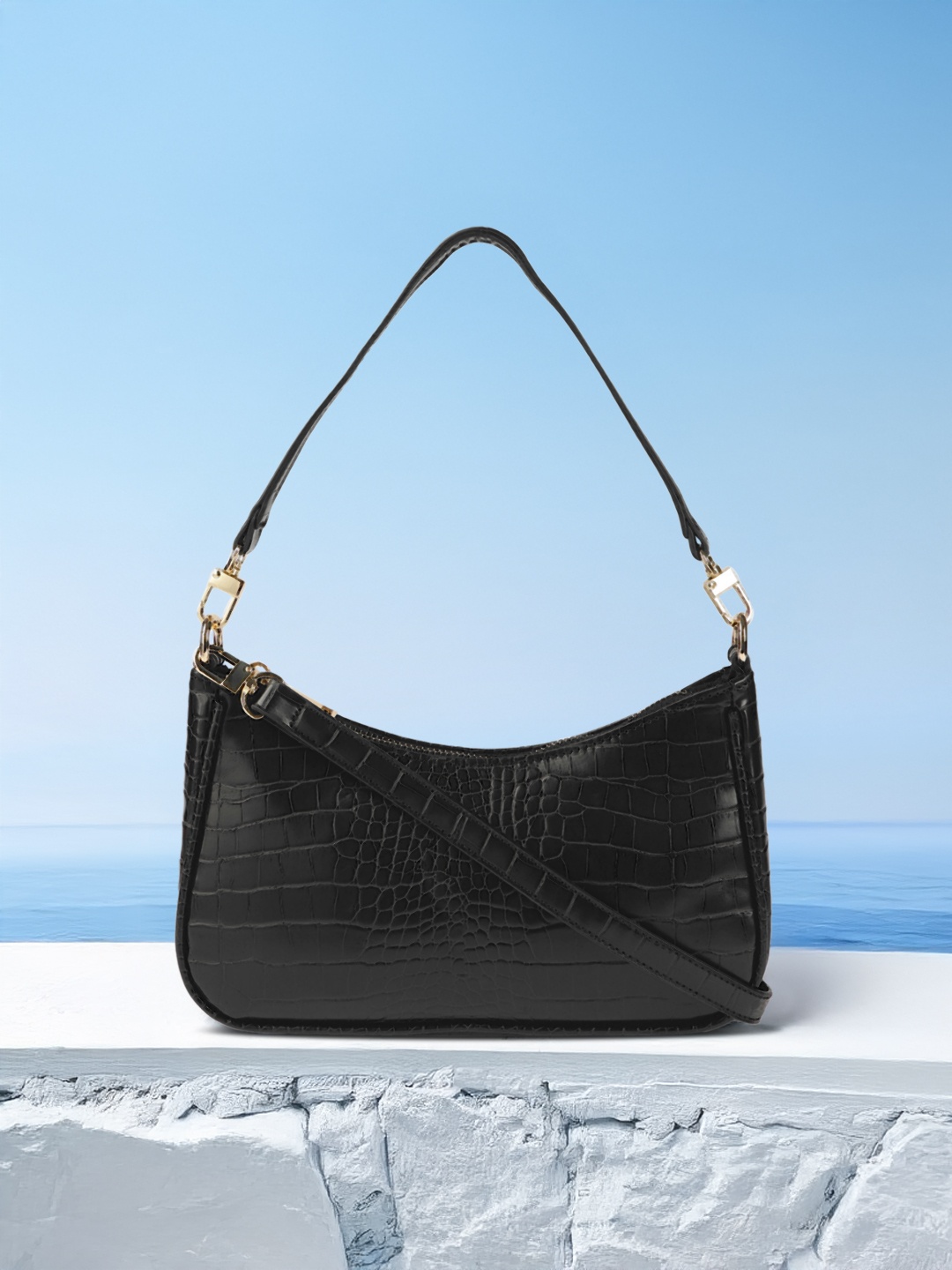 

Mast & Harbour Women Black Textured Hobo Bag