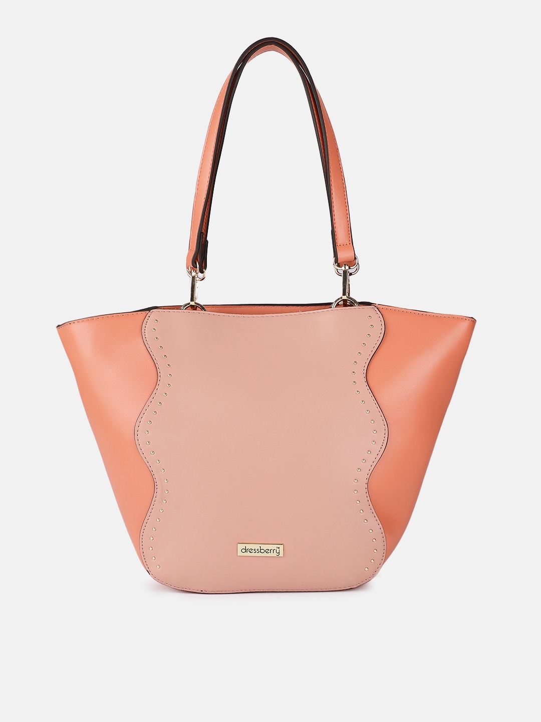 

DressBerry Peach-Coloured Colourblocked Shoulder Bag, Coral