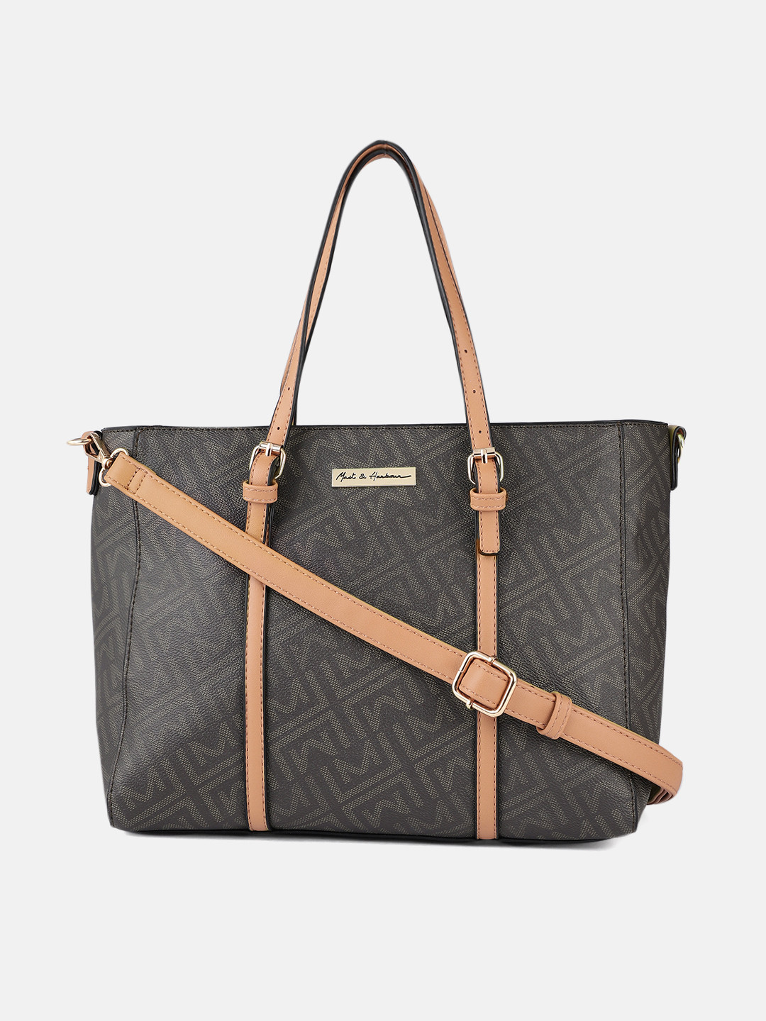 

Mast & Harbour Coffee Brown Printed Handheld Bag