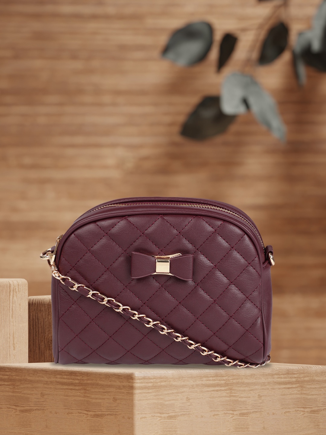 

DressBerry Burgundy Quilted Sling Bag