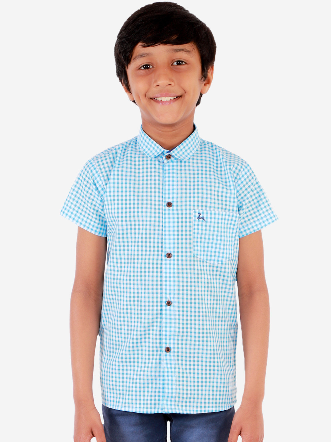 

Superminis Boys Blue Regular Fit Checked Casual Shirt