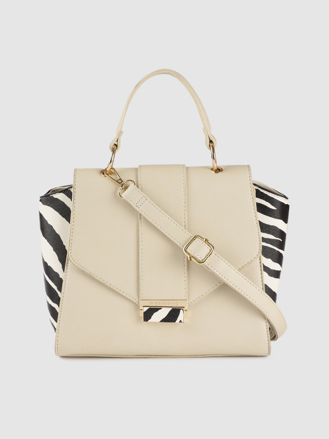 

DressBerry Beige & Black Zebra Print Satchel