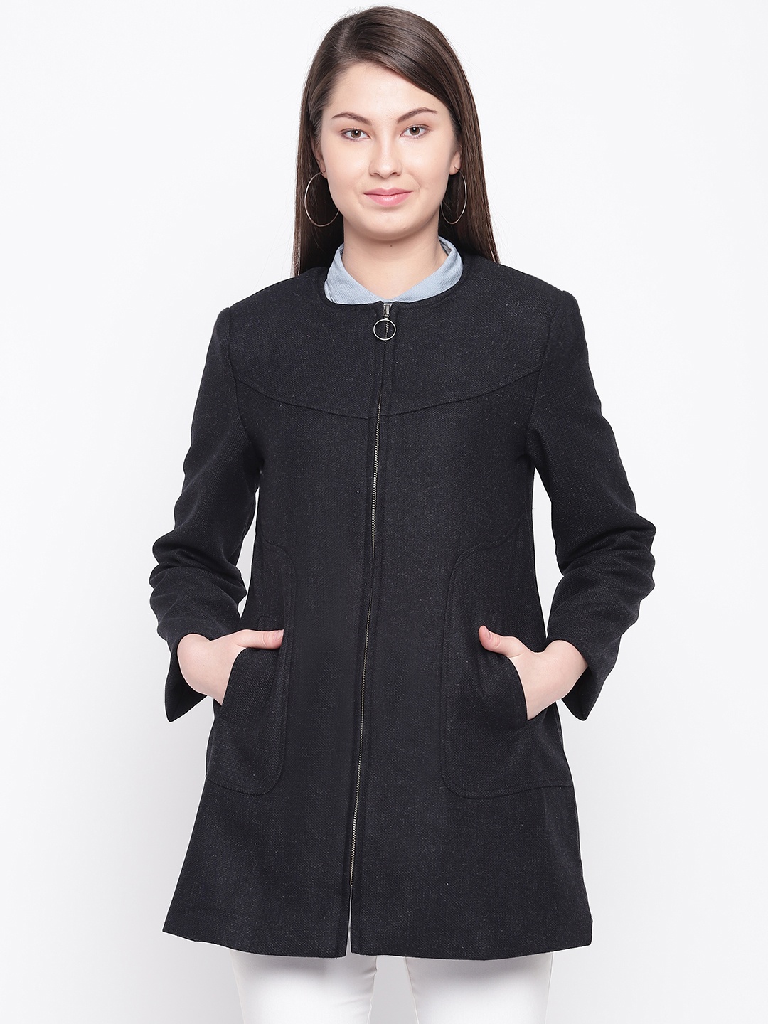 

Marie Claire Women Navy Blue Solid Tailored Jacket
