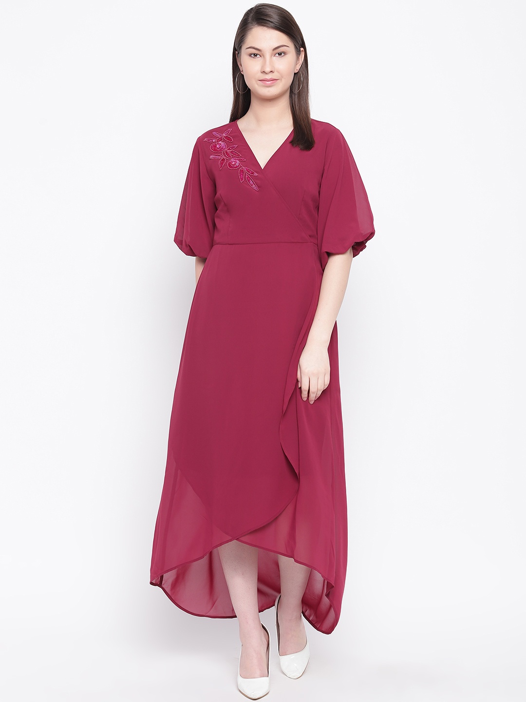 

Marie Claire Women Magenta Solid Maxi Dress