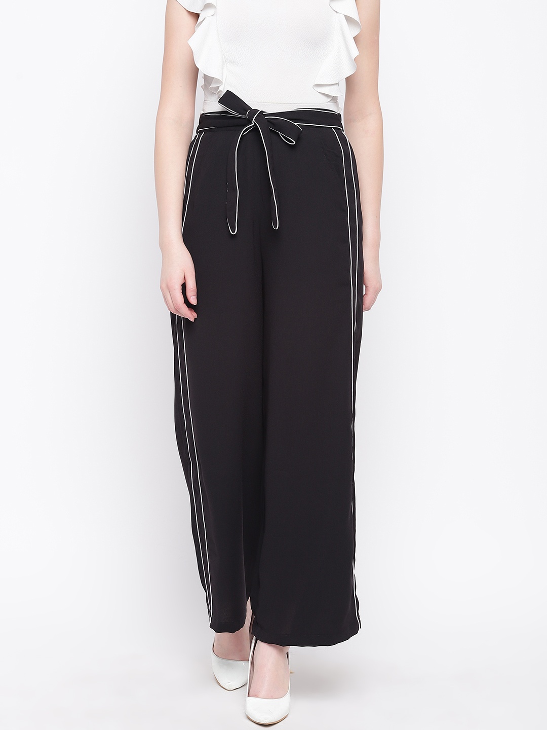 

Marie Claire Women Black Loose Fit Solid Parallel Trousers