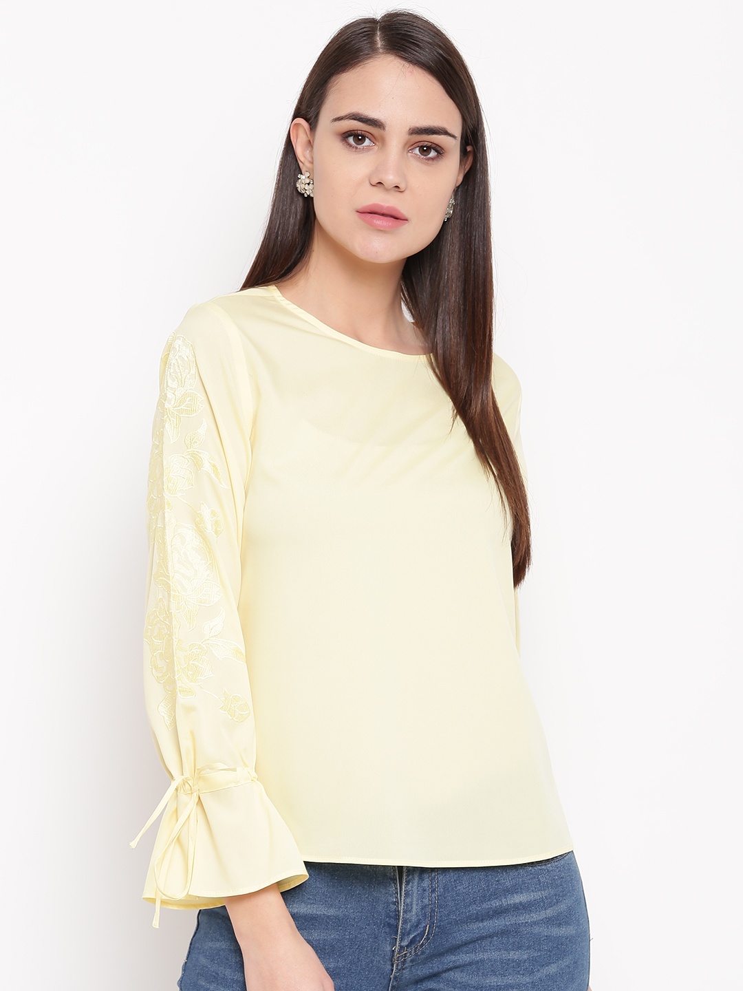 

RARE Women Yellow Solid Top