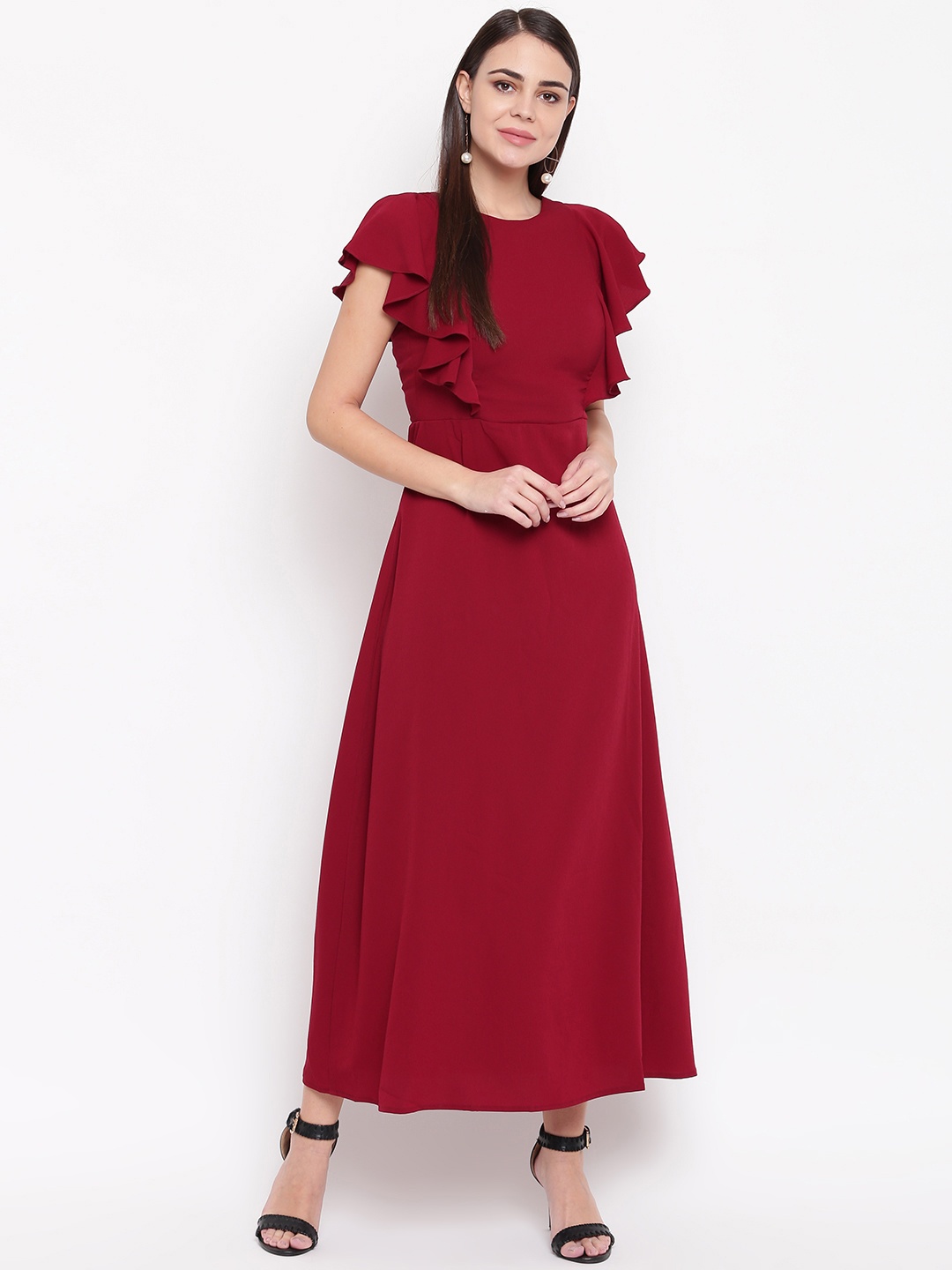 

RARE Women Maroon Solid Maxi Dress