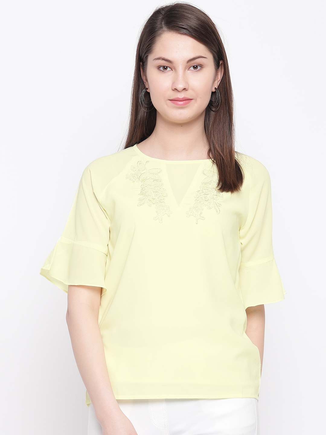 

RARE Women Yellow Solid Top