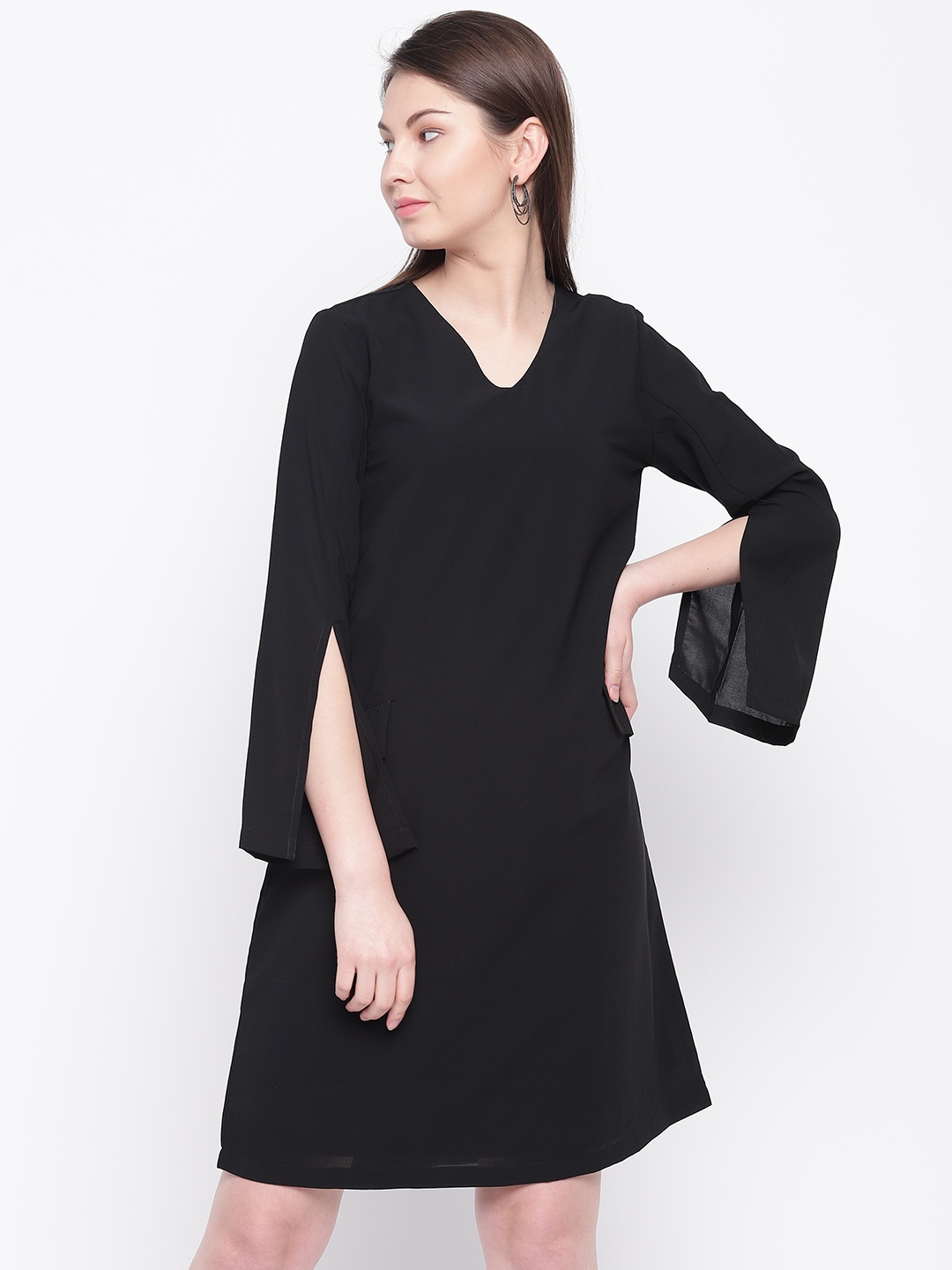 

RARE Women Black Solid A-Line Dress
