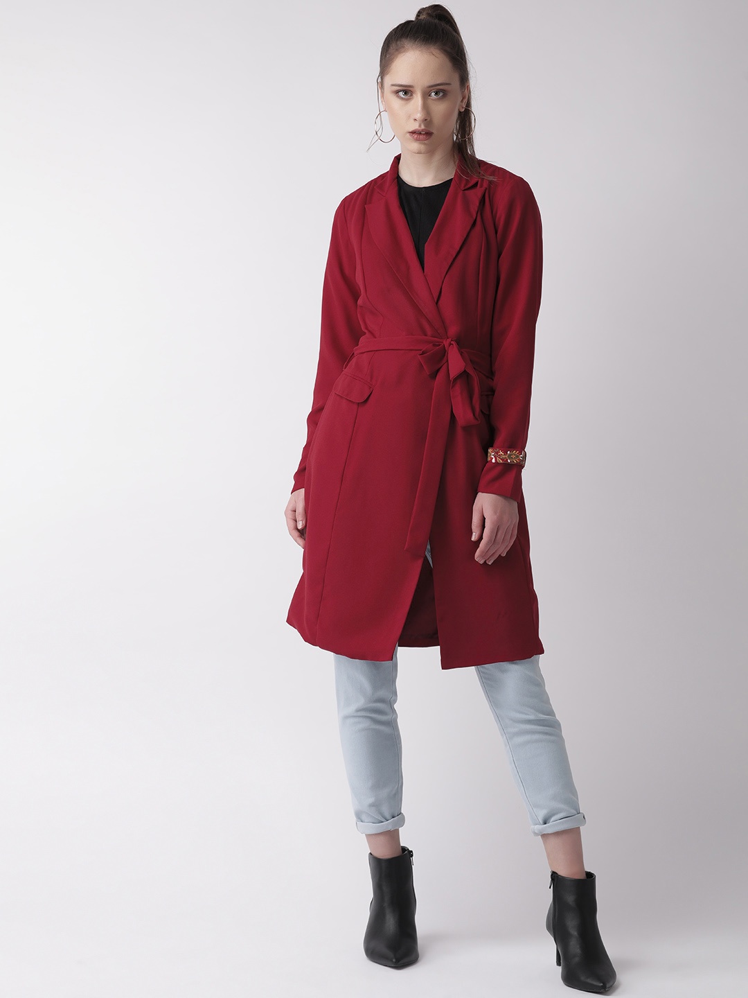 

QUIERO Women Red Solid Longline Tailored Jacket