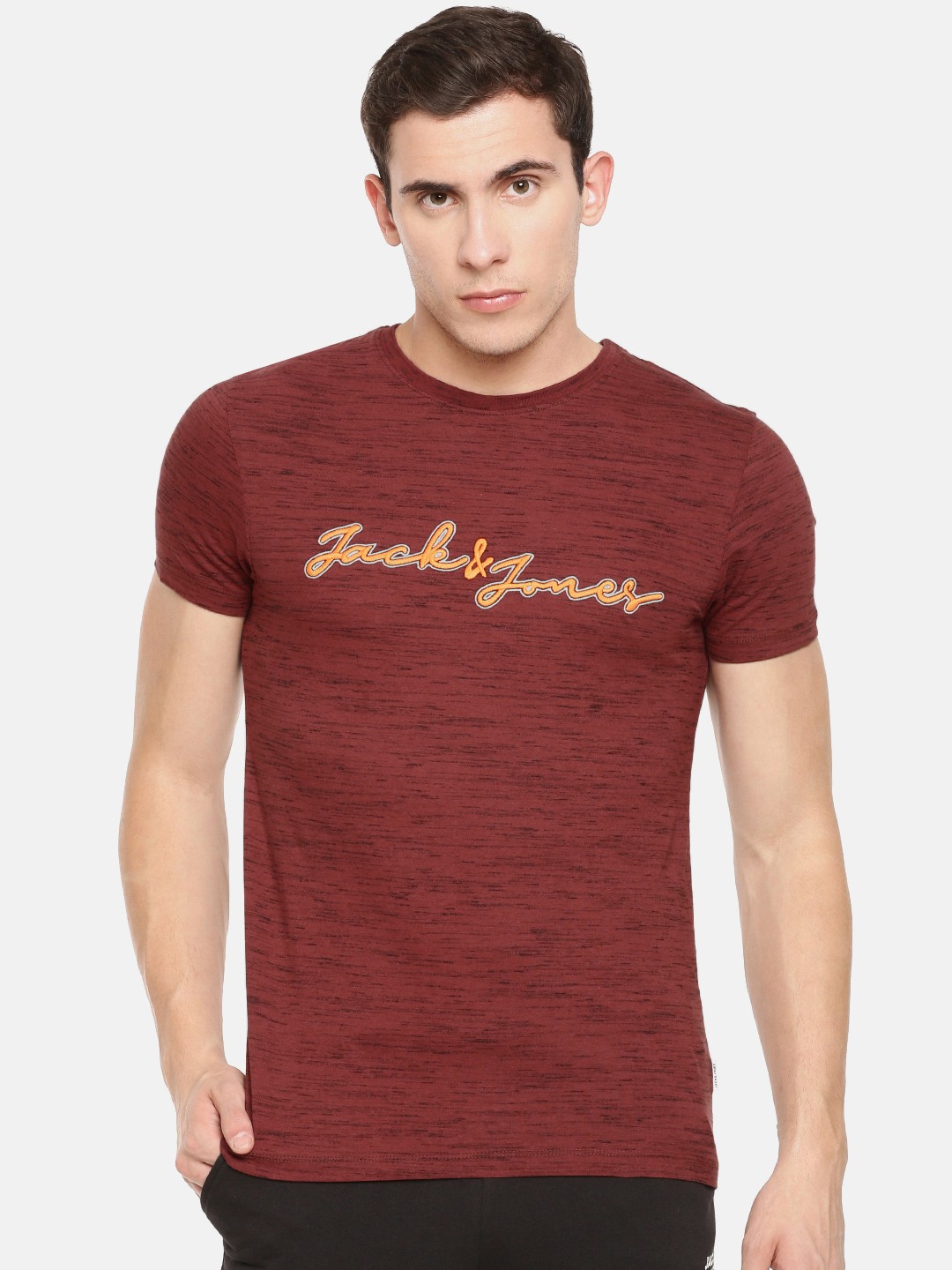

Jack & Jones Men Maroon Solid Lounge T-shirt with Embroidered Details